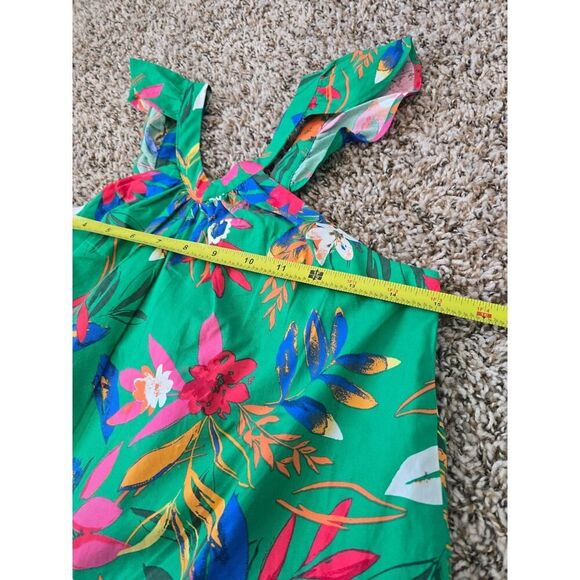 NWT Crewcuts J.Crew Girls Tropical Ruffle Dress Sz10 Clover Green Floral Summer - Picture 6 of 8